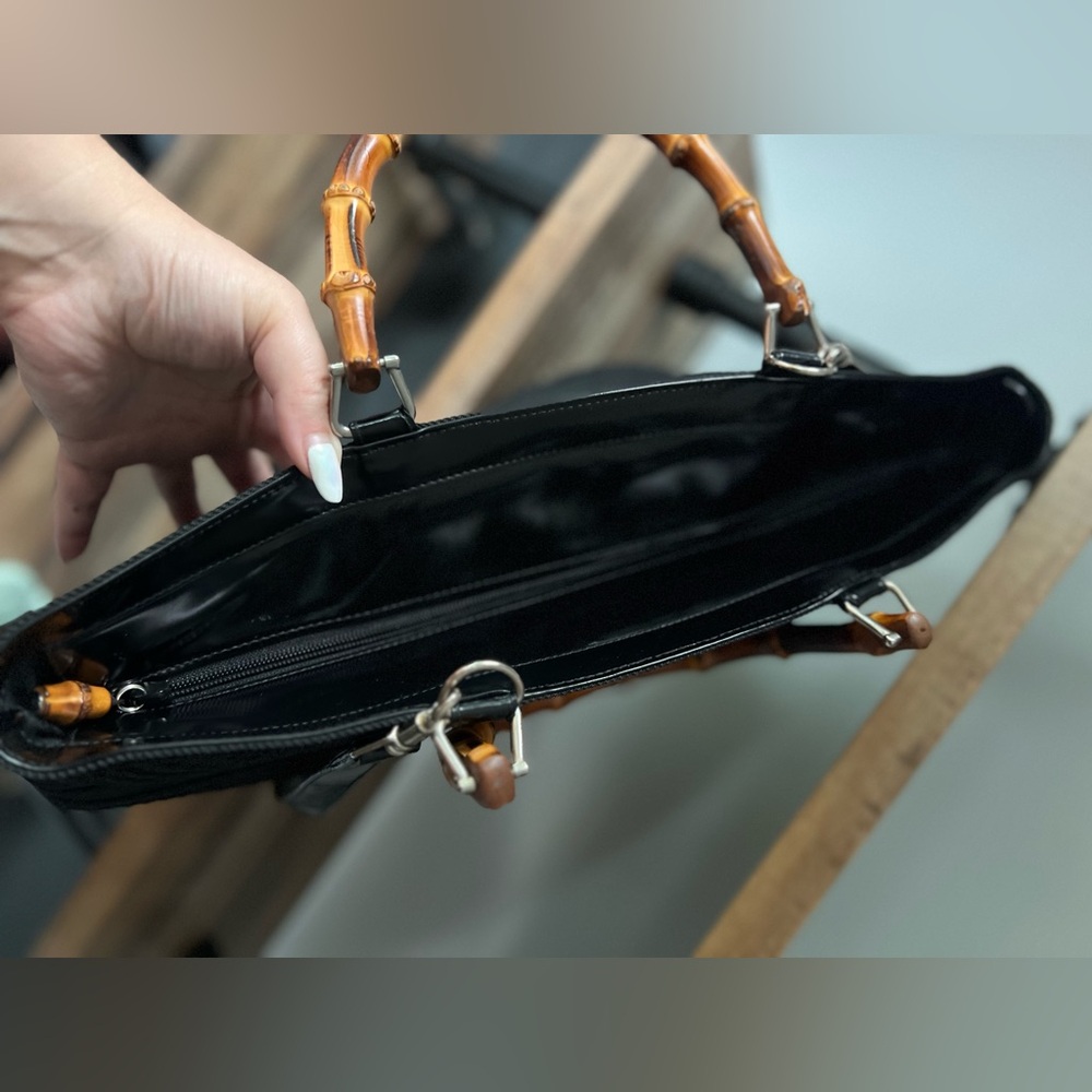 GUCCI Bamboo Black Tom Ford Tote Silver Hardware - Picture 3 of 8